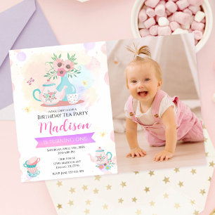 Aquarell-Teeparty-Garten-Frühlingsblumen-Geburtsta Einladung
