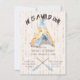 Aquarell Teepee 1. Geburtstag Stamm Boho Boy Einladung