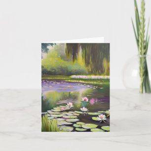 Aquarell-Teich und Lilien anpassbar Karte