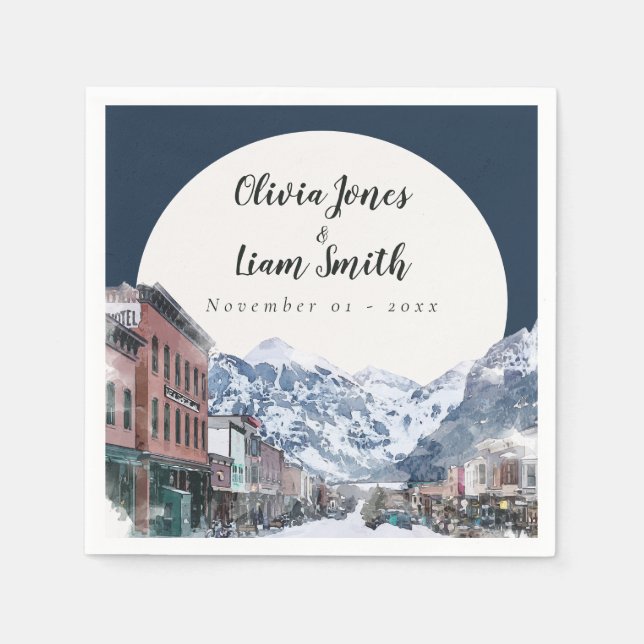 Aquarell Telluride Colorado Serviette (Vorderseite)