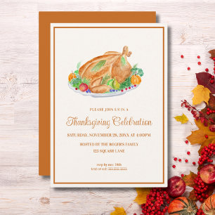 Aquarell Thanksgiving Truthahn  Einladung