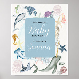 Aquarell Thema Kinderdusche Begrüßung Poster