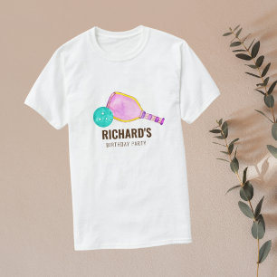 Aquarell-Thema Pickleball Leicht Geburtstagsfeier T-Shirt