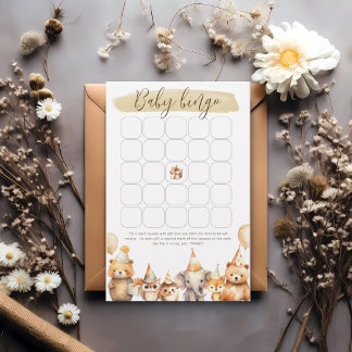 Aquarell-Tiere Wald Baby Shower Bingo-Spiel