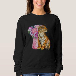 Aquarell-Tiger mit Blumen Säugetiere für Tier Sweatshirt