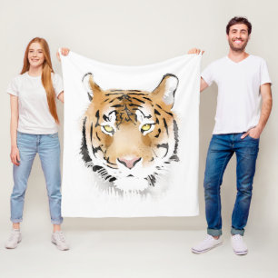 Aquarell-Tigerkopf-Tier Fleecedecke