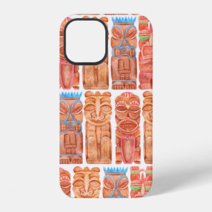 Aquarell-Tiki-Hawaii-Totem nahtloses Muster iPhone 12 Hülle