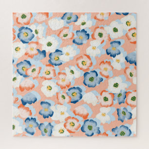Aquarell Tinte Blume: Vintages Muster Puzzle