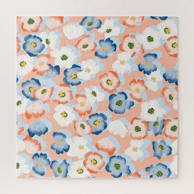 Aquarell Tinte Blume: Vintages Muster Puzzle (Vertikal)