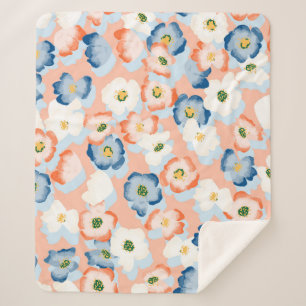 Aquarell Tinte Blume: Vintages Muster Sherpadecke