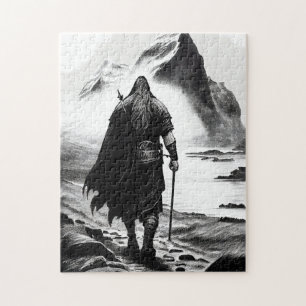 Aquarell-Tintenstift eines Wikingerkriegers Puzzle