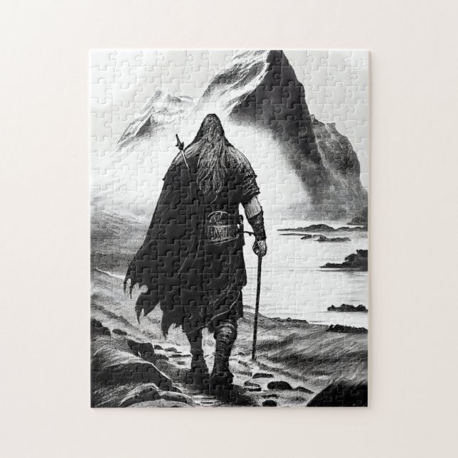 Aquarell-Tintenstift eines Wikingerkriegers Puzzle (Vertikal)