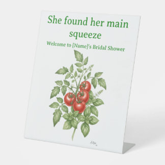 Aquarell-Tomatenrebe & Brautgarten-Gemüse S Sockelschild