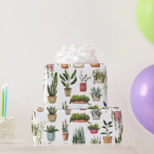 Aquarell-Töpfling-Pflanzen-Muster-Geschenkpapier Geschenkpapier