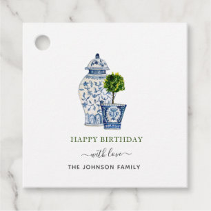 Aquarell-Topiaries & Ingwertopf  Alles Gute zum Ge Geschenkanhänger