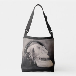 Aquarell-Totenkopf-Kopfhörer-Umhängetasche Tragetaschen Mit Langen Trägern