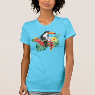 Aquarell Toucan und Hibiskus T-Shirt