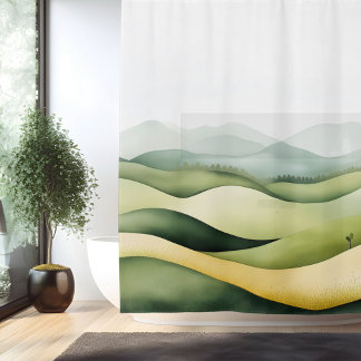 Aquarell Traditionelle Japanische Landschaft Duschvorhang