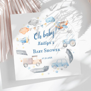 Aquarell-Transport-Thema für Baby Shower Serviette