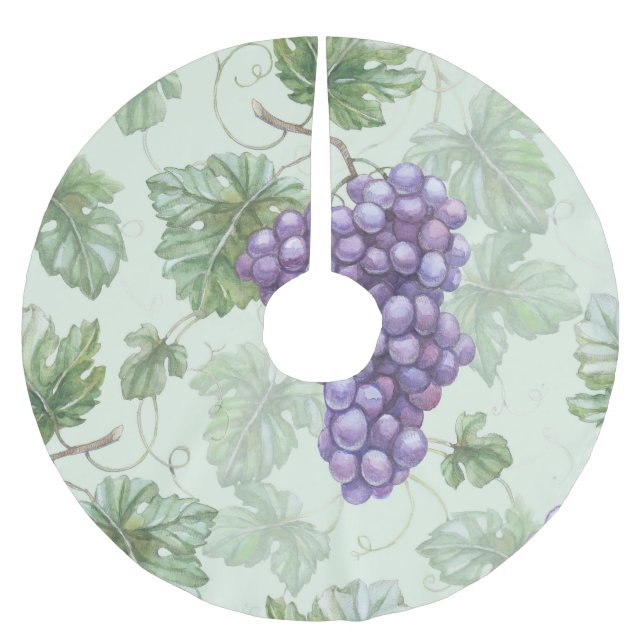 Aquarell-Trauben, Frucht nahtloses Muster. Polyester Weihnachtsbaumdecke (Vorderseite)
