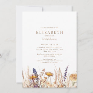 Aquarell-Trockene Blumen Neutrale Brautparty Einladung