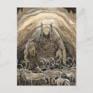 Aquarell „Trolle und Karibus“ von John Bauer Postkarte