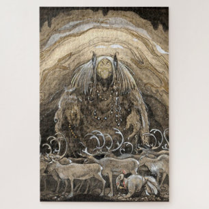 Aquarell „Trolle und Karibus“ von John Bauer Puzzle