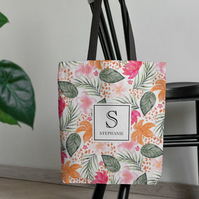 Aquarell-Tropen-Blumenmuster-Schick-Monogramm (Von Creator hochgeladen)