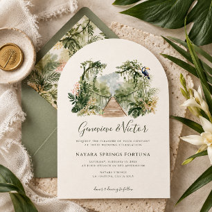 Aquarell-Tropen-Dschungel-Ziel-Hochzeit Einladung