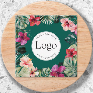 Aquarell-Tropenblumen-Botanik-Logo Quadratische Visitenkarte