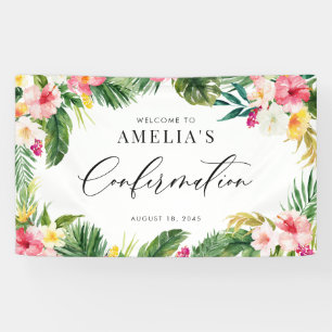 Aquarell-Tropenblumen-Rahmen-Bestätigung Banner