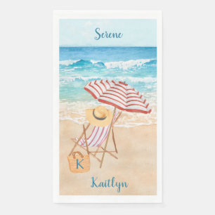 Aquarell-Tropenstrand Personalisieren Serviette