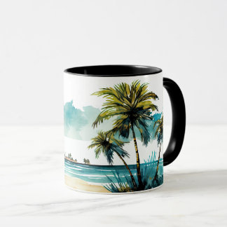 Aquarell-Tropenstrand-Tasse Tasse