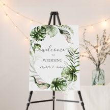 Aquarell-Tropische-Blätter-Grün-Hochzeit