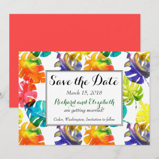 Aquarell-Tropische-Blätter-Hochzeit Save the Date Einladung