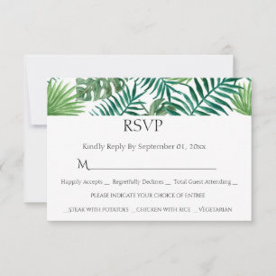 Aquarell-Tropische-Blätter-Mahlzeit-Wahl-RSVP-Kart RSVP Karte