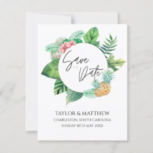 Aquarell-Tropische-Blumen-Elegante-Hochzeit Save The Date
