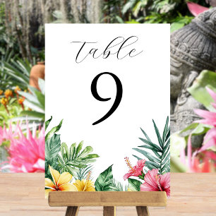 Aquarell-Tropische-Blumen-Grün-Tischnummer Einladung