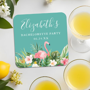 Aquarell-Tropische-Floral-Junggesellinnenabschied Rechteckiger Pappuntersetzer