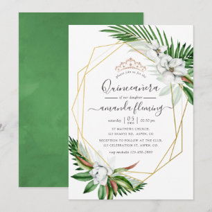Aquarell-Tropische-Floral-Quinceañera Einladung
