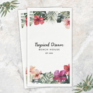 Aquarell-Tropische-Florale-Botanische-Strandhaus-D Serviette