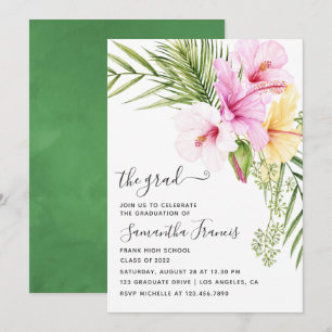 Aquarell-Tropische-Florale-Strand-Abschlussfeier Einladung