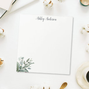 Aquarell-Tropische Grün-Salbei-Eukalyptusblätter Notizblock