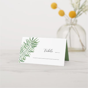 Aquarell tropische Grünpflanzen Hochzeit. Botanisc Platzkarte