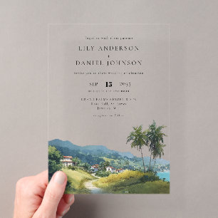 Aquarell-Tropische Karibische Hochzeitsdestination Acryleinladungen
