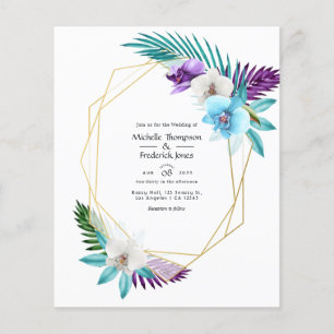 Aquarell-Tropische-Orchideen-Geometrische-Hochzeit Flyer