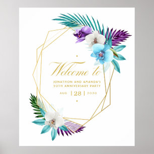 Aquarell-Tropische-Orchideen-Geometrischer-Anni-Wi Poster