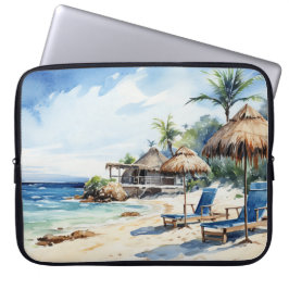 AQUARELL-TROPISCHE STRANDSZENE LAPTOPSCHUTZHÜLLE