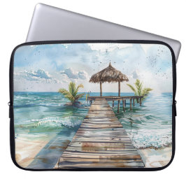 AQUARELL-TROPISCHE STRANDSZENE LAPTOPSCHUTZHÜLLE