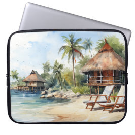 AQUARELL-TROPISCHE STRANDSZENE LAPTOPSCHUTZHÜLLE